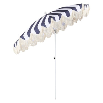 Mariner 6.5 ft. Classic Cottage Fringe Tassel Market Beach Umbrella